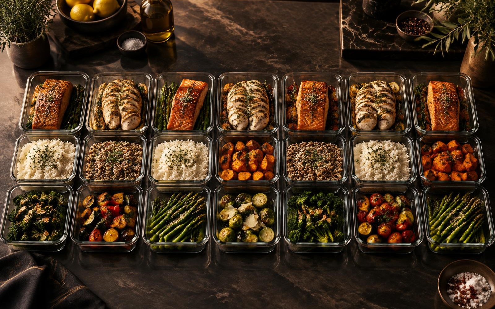 Menú semanal de meal prep alto en proteína en Madrid
