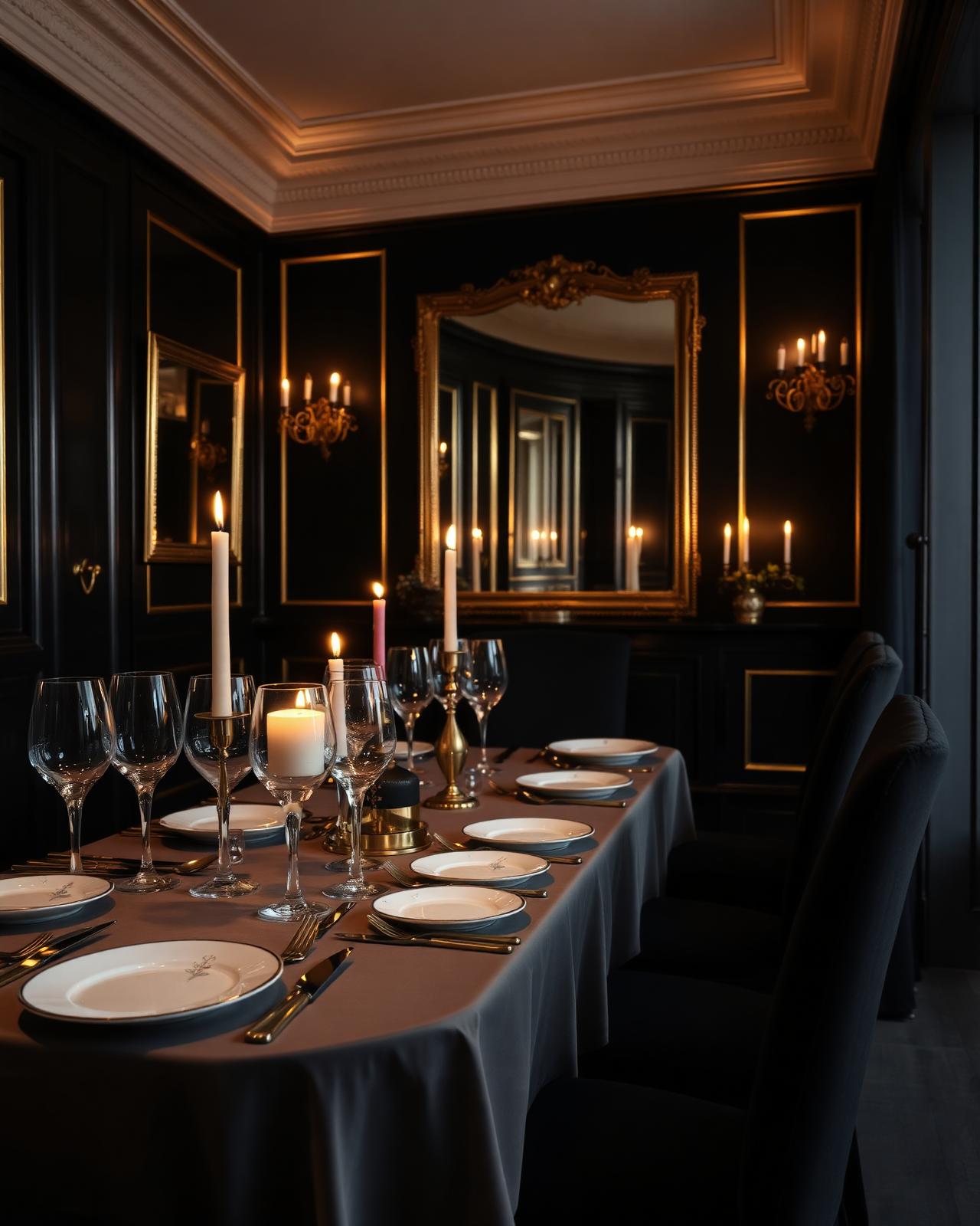 Mesa preparada para una cena privada en un piso señorial del barrio de Salamanca en Madrid